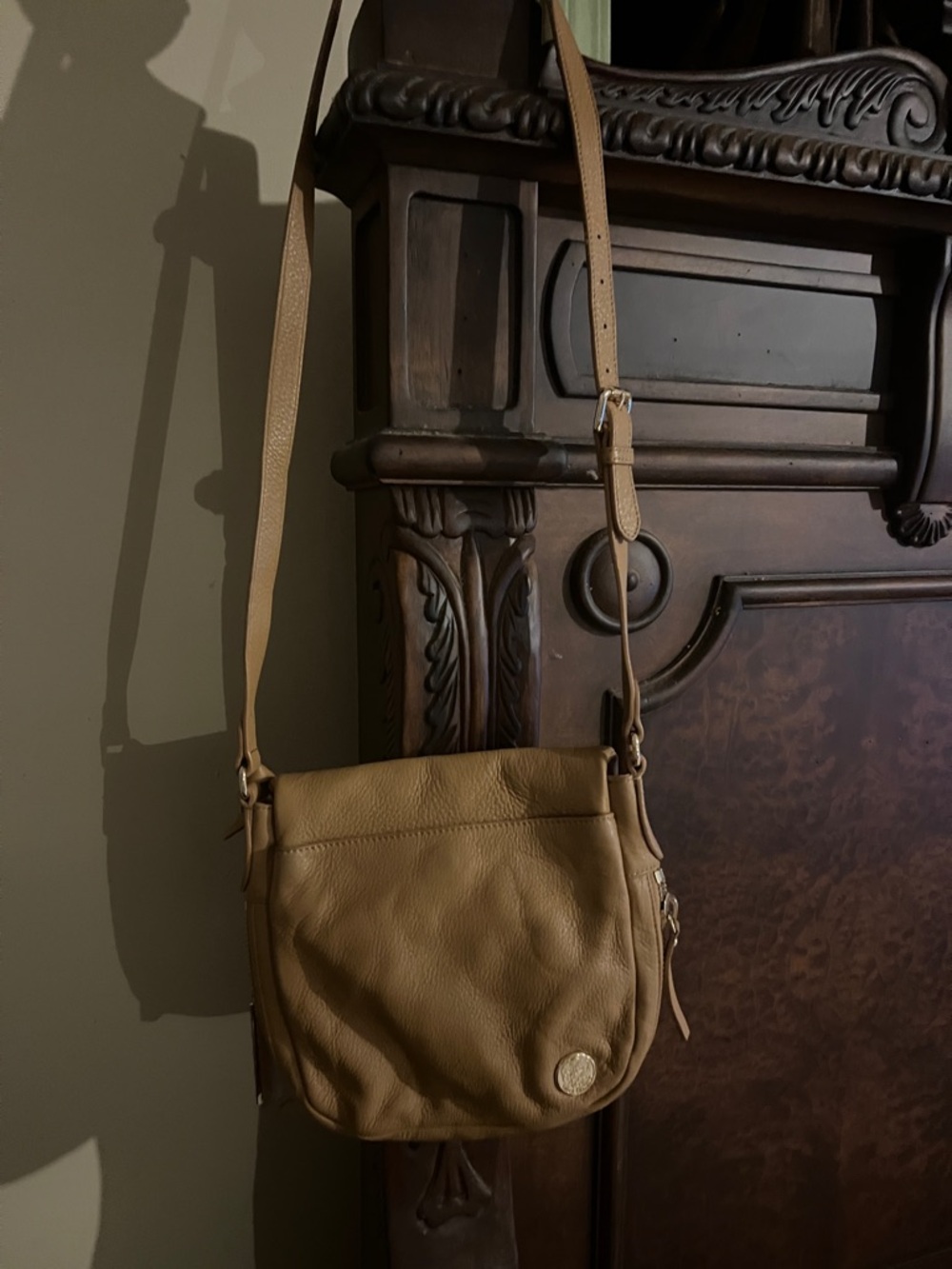 Vince Camuto Tan Pebbled Leather Crossbody